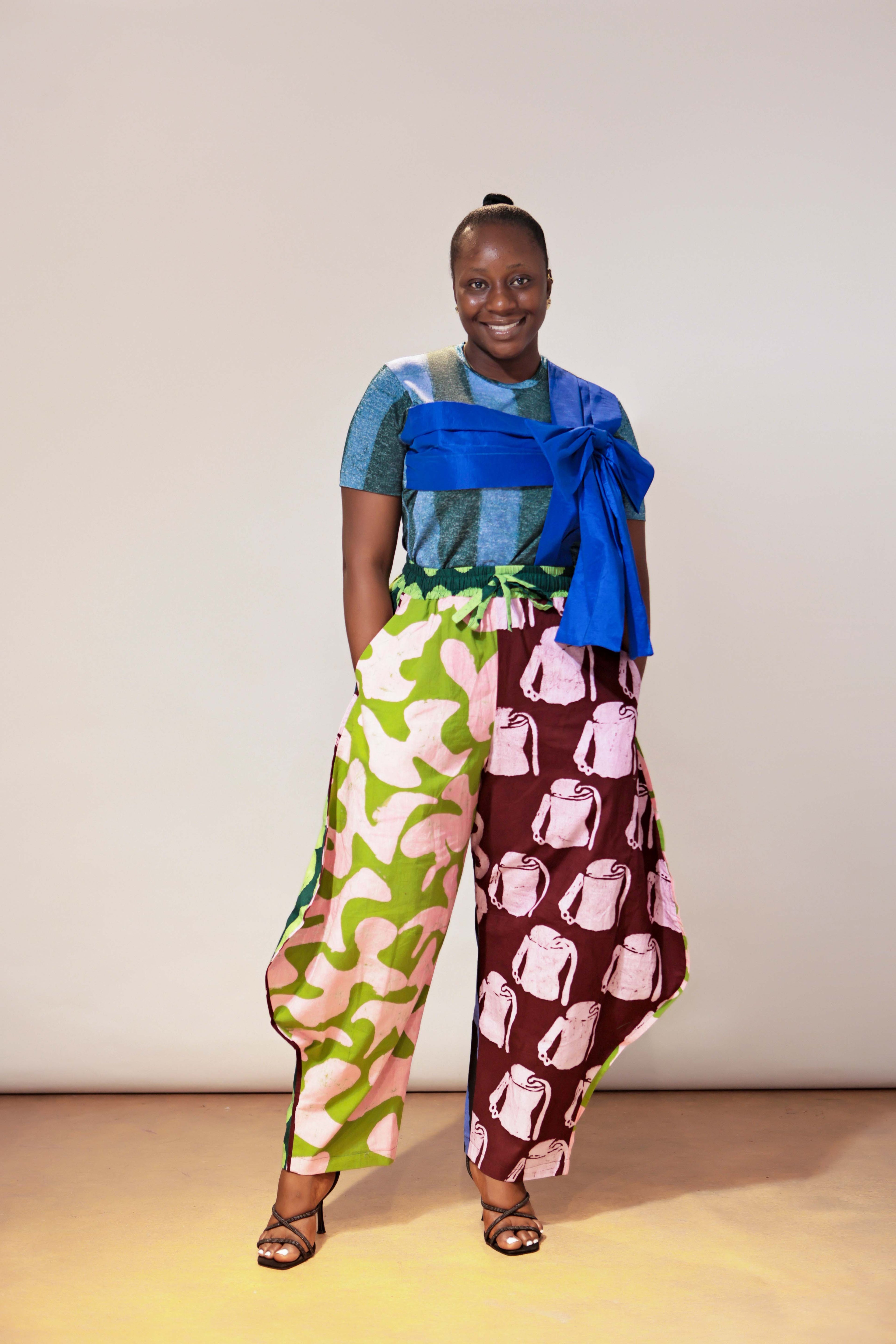The AJIUN KEMBE horseshoe mix Adire Pant