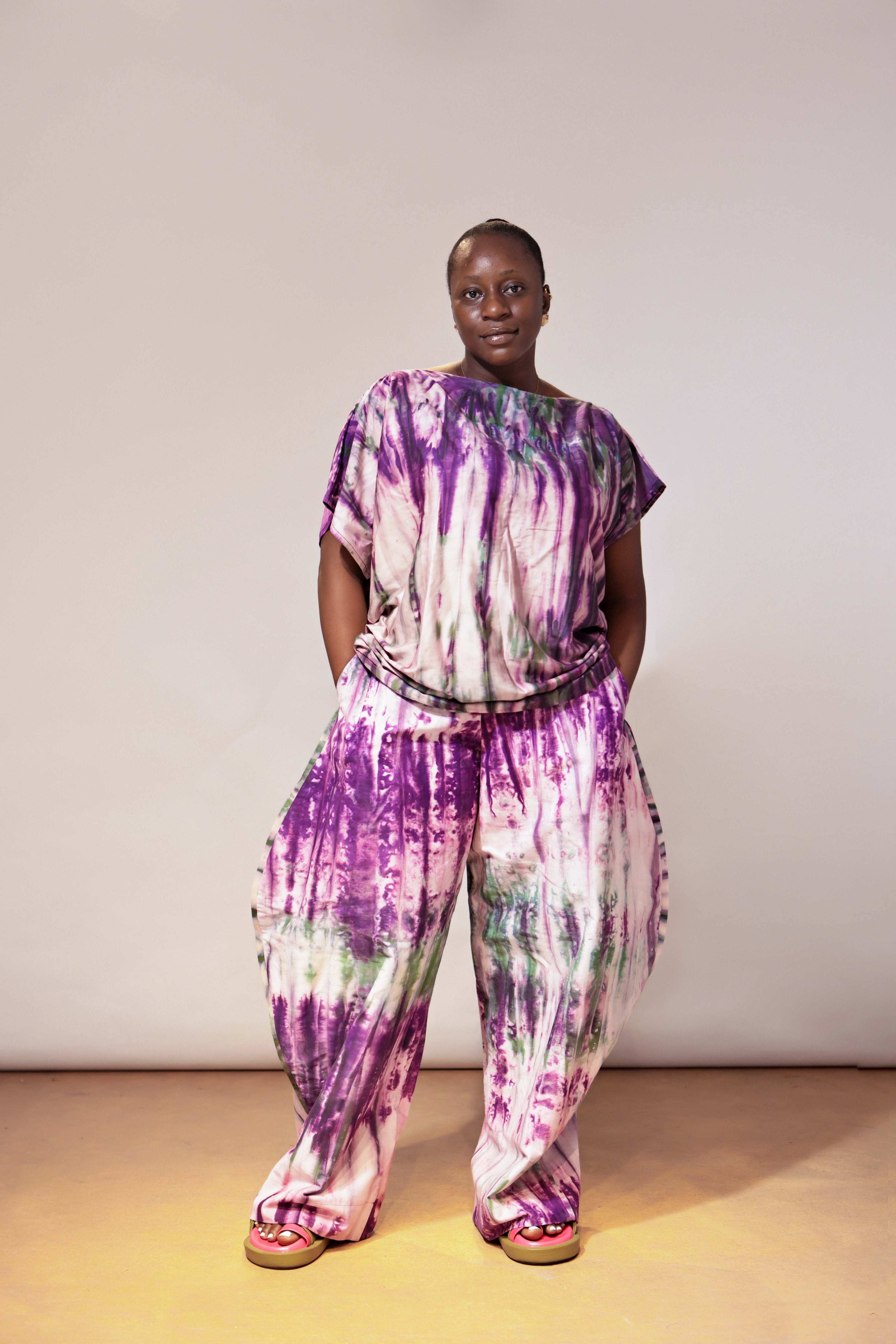Mix texture Kembe horseshoe Pant set