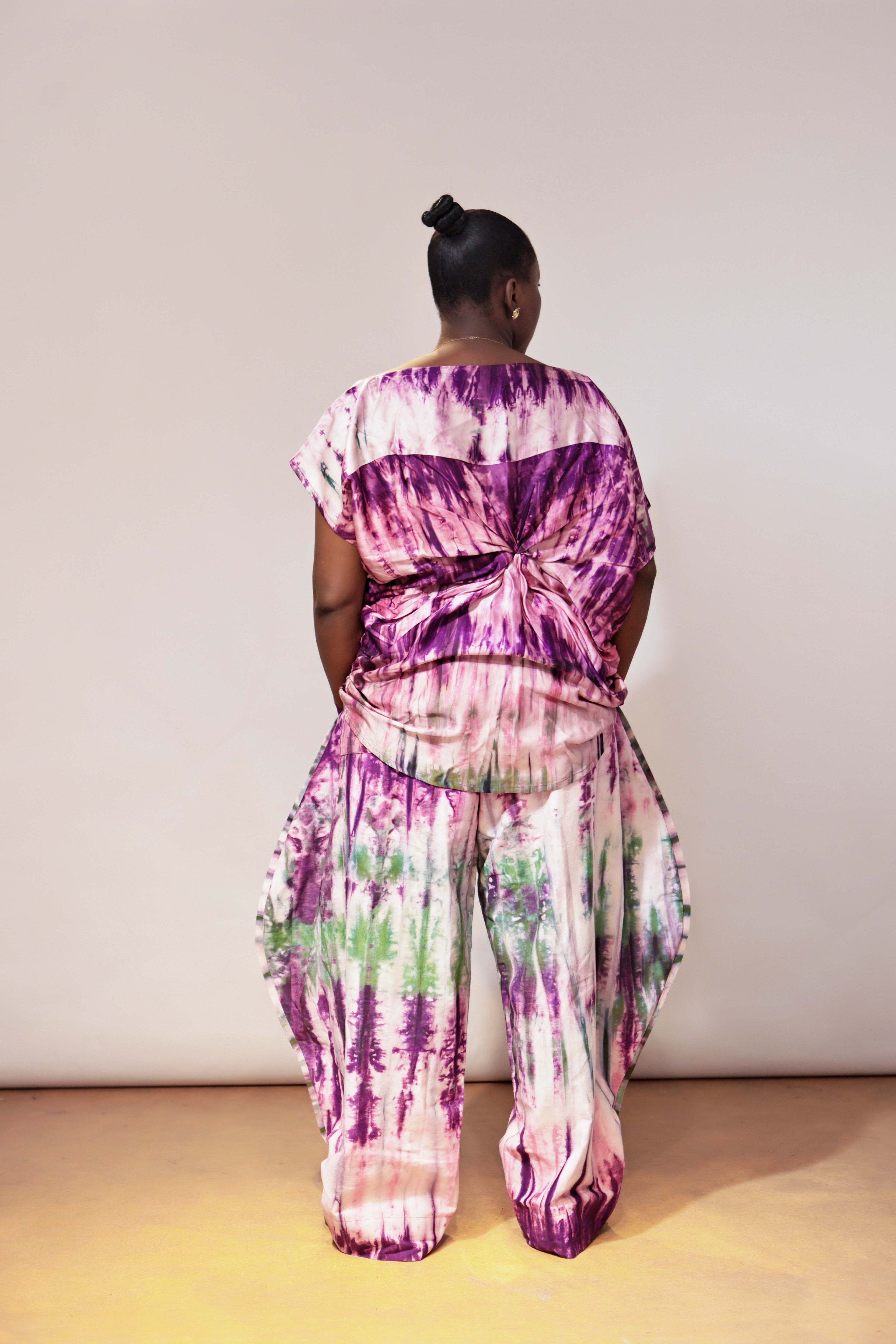 Mix texture Kembe horseshoe Pant set