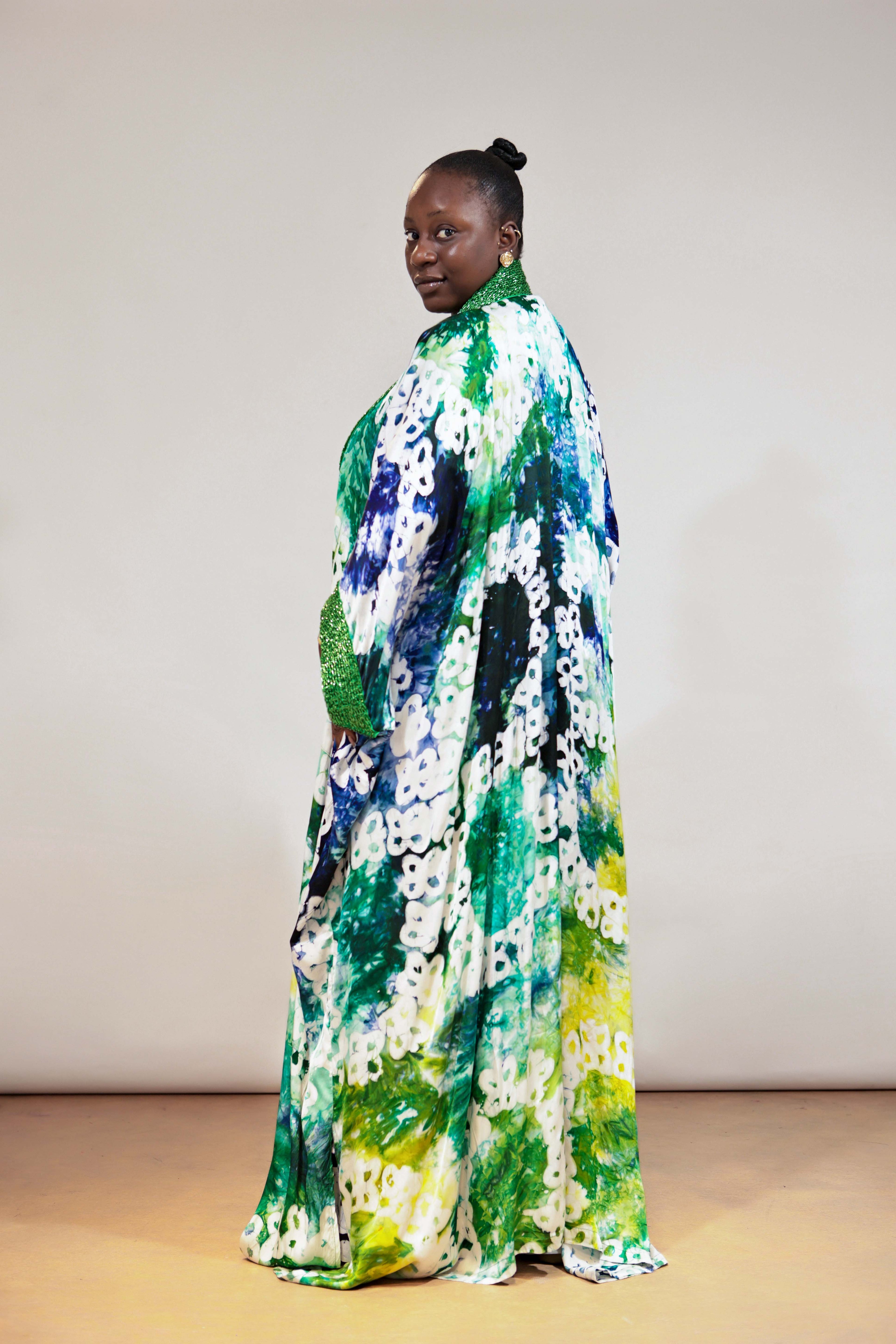 Logo silk embellished kimono