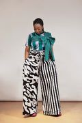 The mix print black and white adire kembe wide leg pant