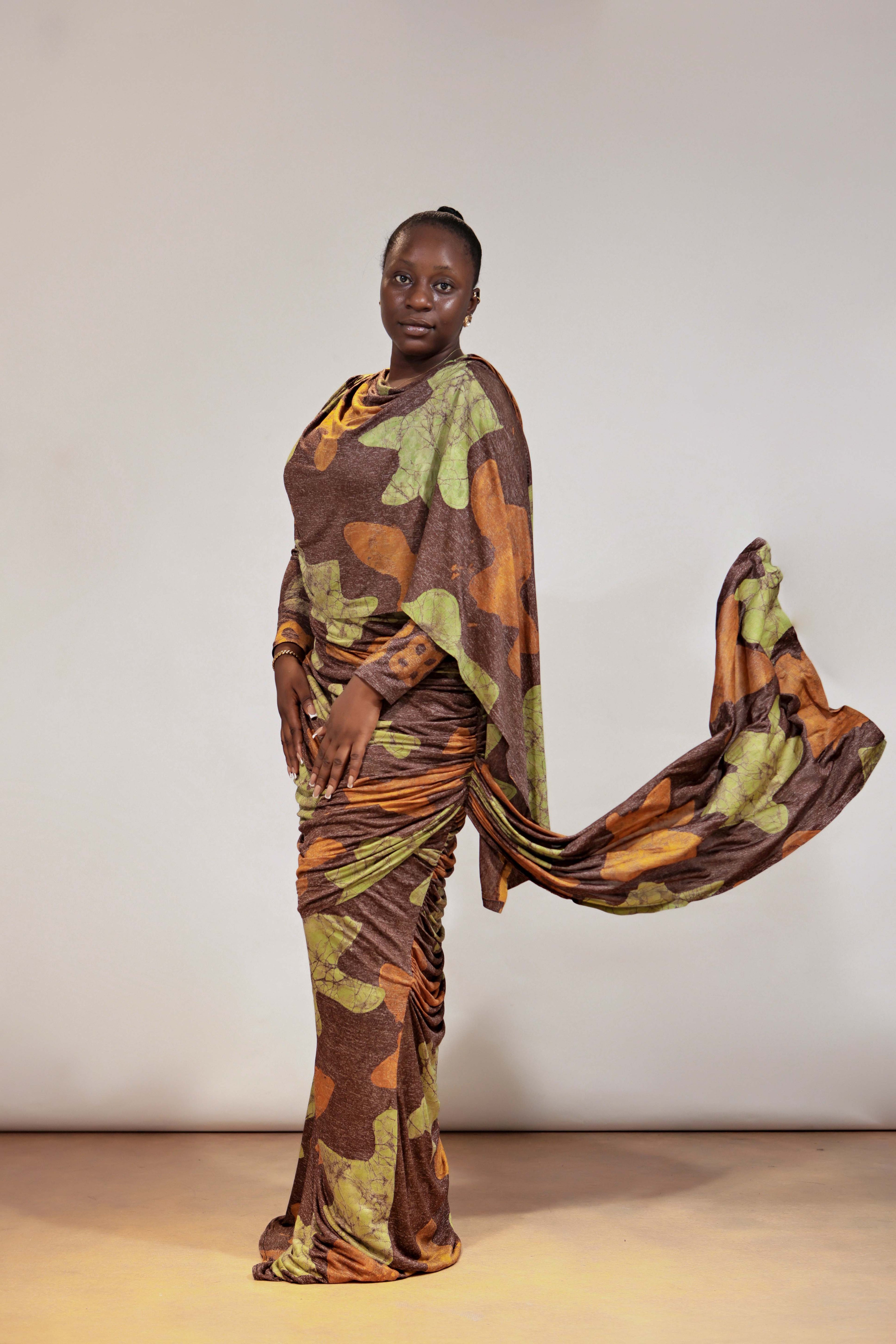 The Ripple Shawl Draped Dress