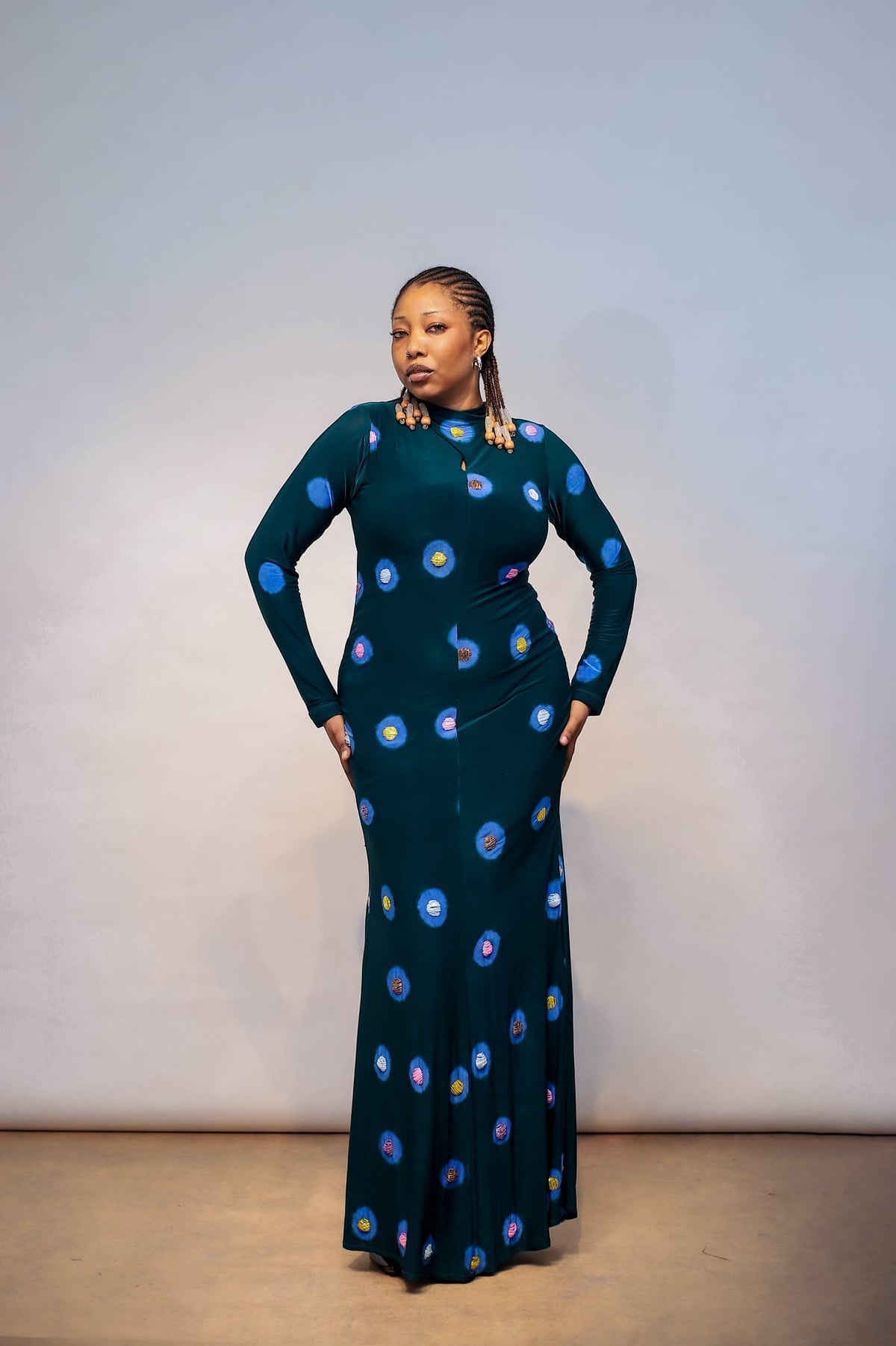 Adire oniko beaded dress